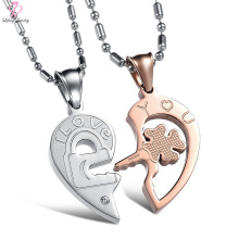 2018 Wholesale Women Rose Gold Jewelry Necklace set, Heart Couple Clover Chain Pendant Stainless Steel Necklace
